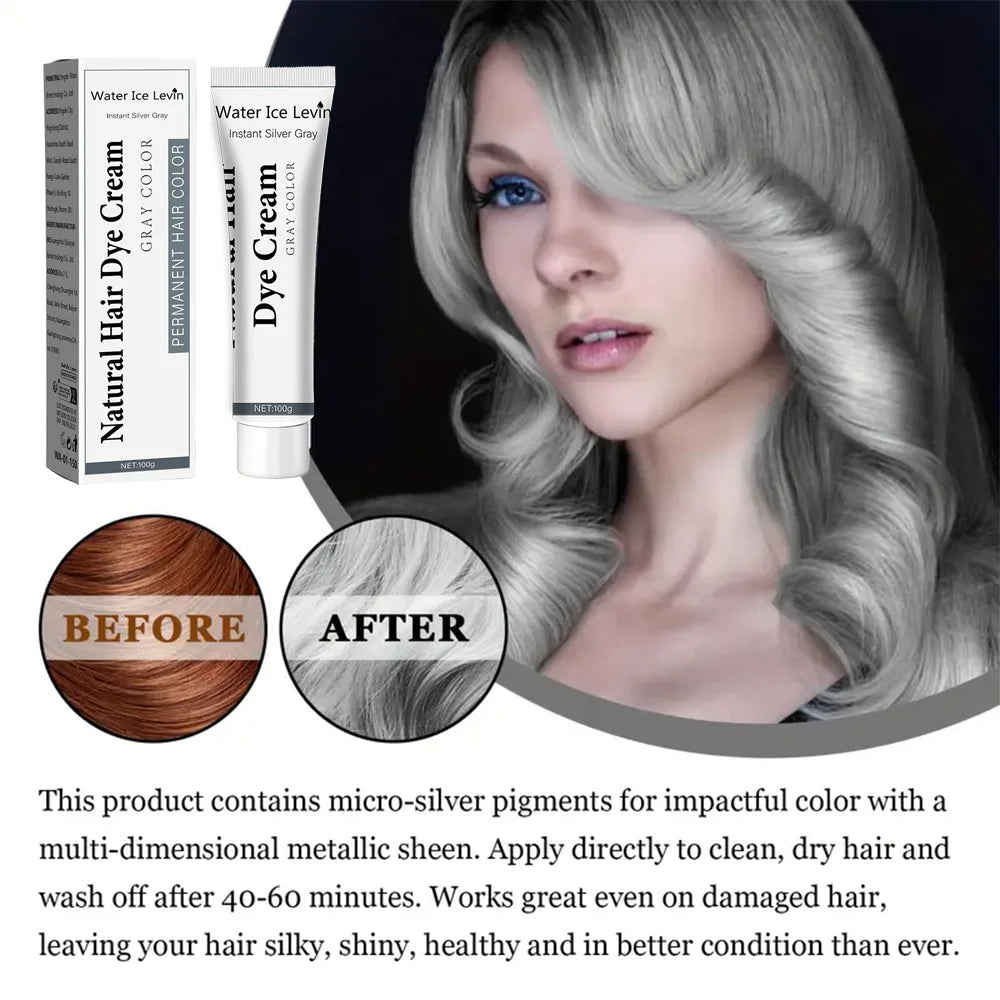 100g Grey Hair Dye Cream Unisex Smoky Punk Style Styling No Damage Quick Coloring Long-Lasting Professional Hairs Dyeing Creams