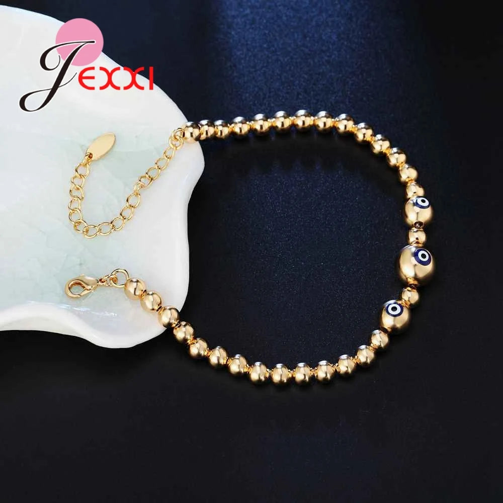 Luxury Atmosphere Beaded Bracelet Gold Color 925 Sterling Silver Color Big Promotion Best Gift For Friend Lover Sister