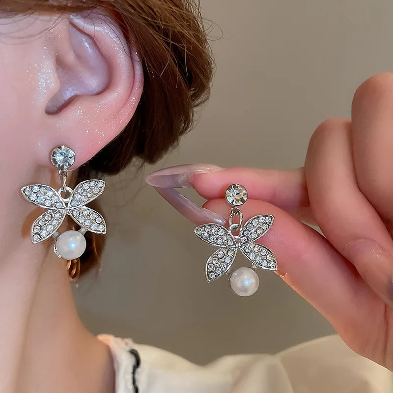 3PCS Wedding Jewellery Necklace Set Pearl Earrings Women Head Accessories Bridal Rhinestones Necklace Sets