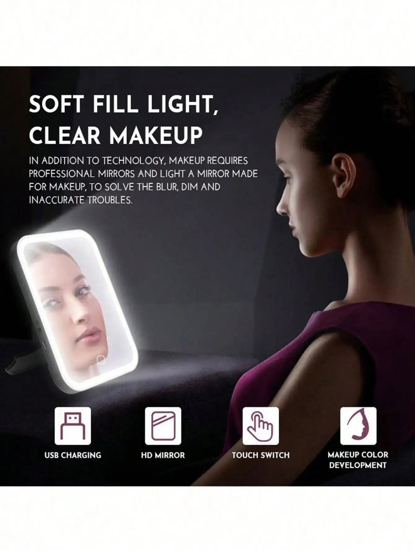Light Up Your Beauty Routine: LED Makeup Mirror With Adjustable Dimming, Rotating & Storage - USB Vanity Mirror