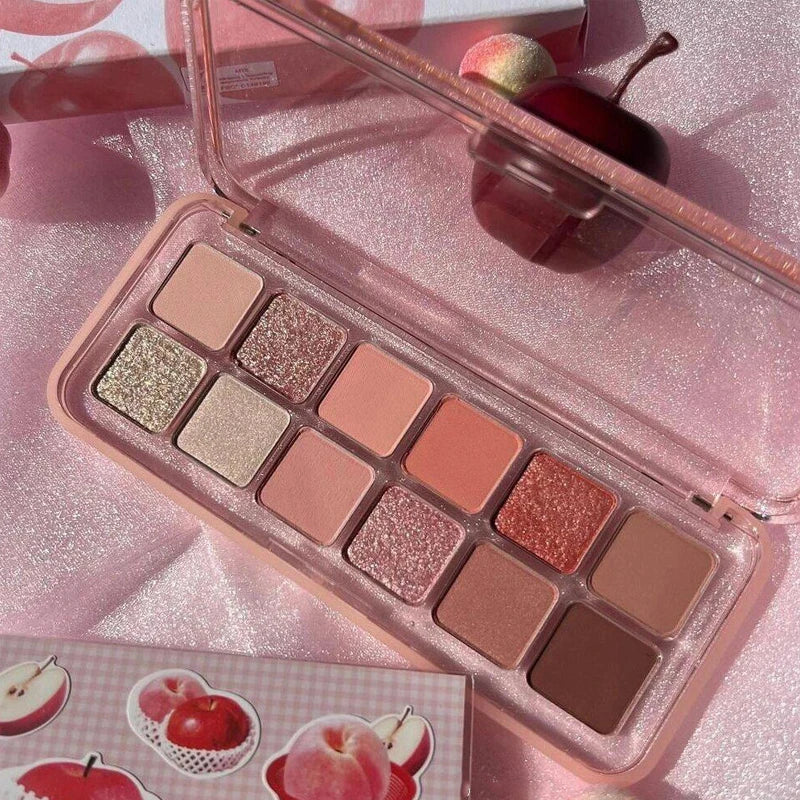 12 Colors Pink Eye Shadow Pallete Clear Glitter Pearl ,Girl Beginner Makeup Nude Eyeshadow Low Saturation Korean Cosmetics