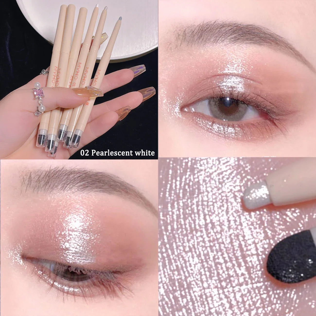 Matte Pearlescent White Eye Shadow Stick Smooth Eye Makeup Highlighter Shimmer Waterproof Pearly Silver Eyeliner Silkworm Pen