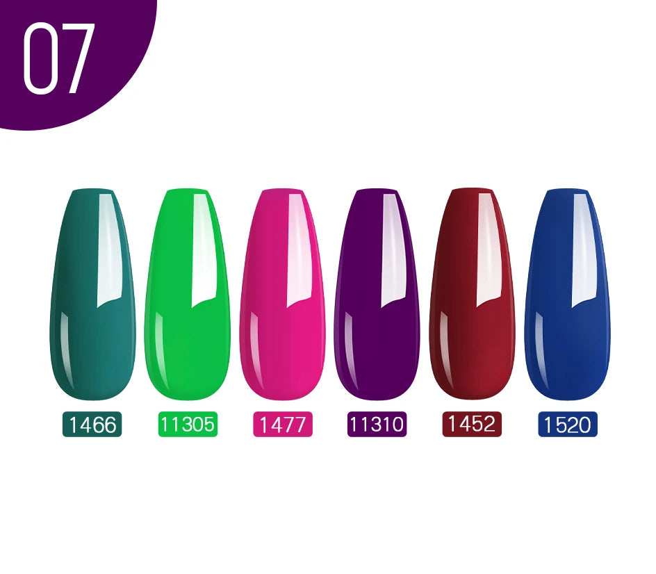 NAILCO 10PCS/Set Gel Nail Polish Gorgeous Full Coverage Semi Permanent Soak Off UV LED Gel Nail Art Base Top Coat Gel Polish Kit