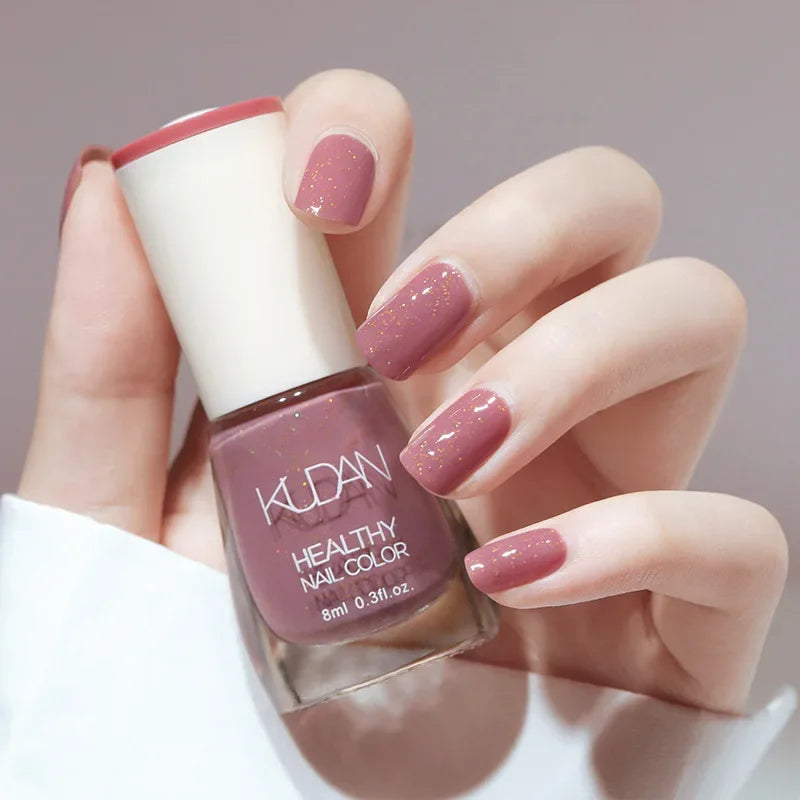 Nail Polish Without Baking Lamp White Fine Glitter Non-baking Non-peel Transparent Shiny Oil Base Coat Nude Nail Polish