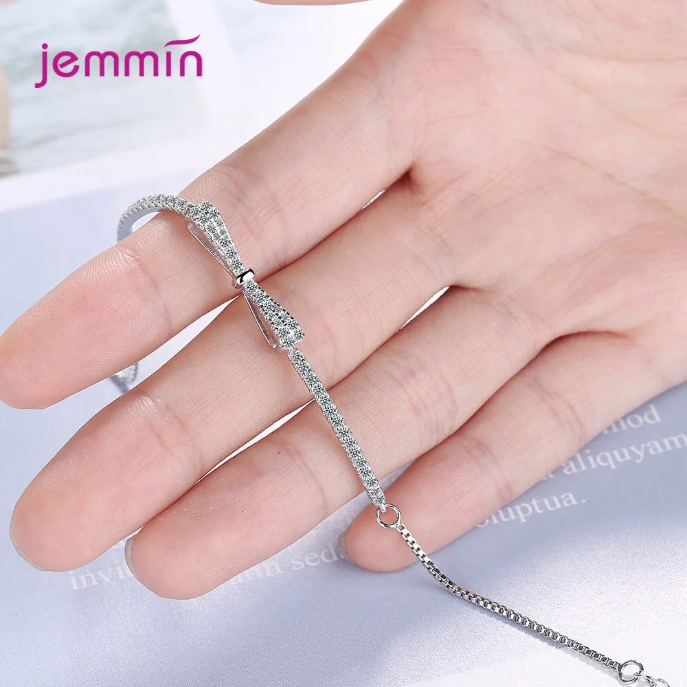 Luxury 925 Sterling Silver Crystal Bracelets For Women Girls Trend Fashion Jewelry Valentines Day Gift Wholesale