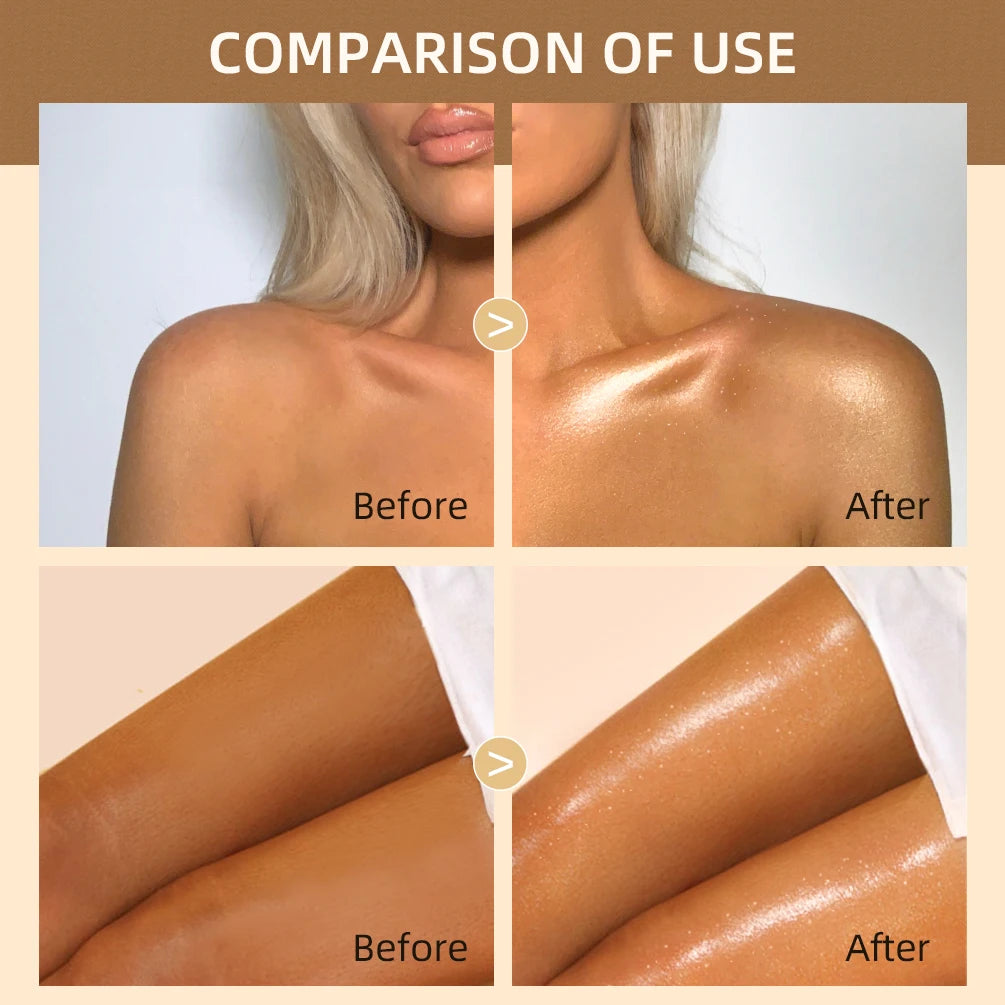 QIBEST 5 Colors Body Face Liquid Highlighter Glitter Makeup Glow Face Contour Shimmer Illuminator Ginger Highlight Cosmetics
