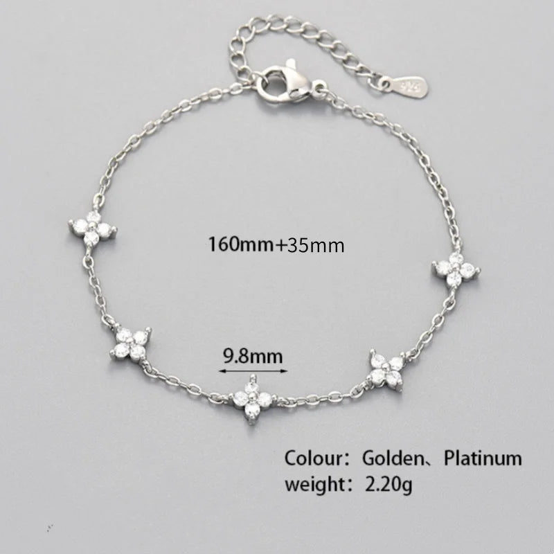 Light Luxury Four Leaf Flower Zircon Bracelet for Women 2025 New Fashion Rhinestone Bracelets Girls Party Jewelry Gifts