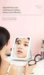 Makeup Mirror USB Rechargeable Portable Compact LED Vanity Mirror with Touch Screen Dimming Makeup Mirror