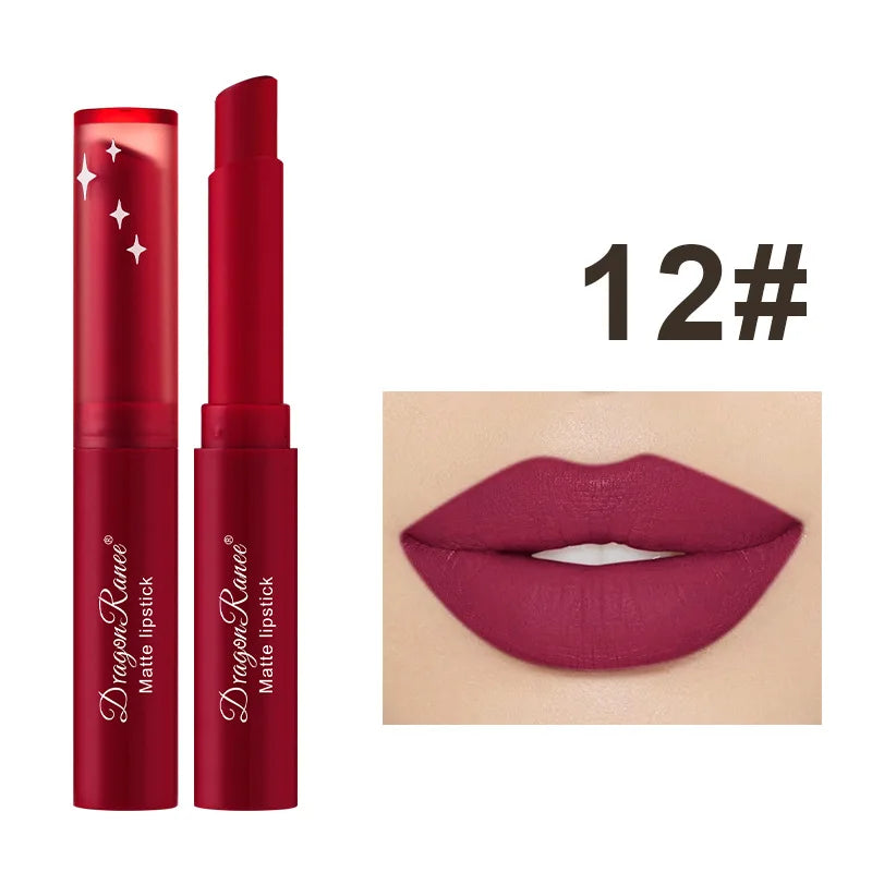 12 Color Matte Lipstick Nude Pink Matte Solid Lip Gloss Long Lasting Velve Red Tinted Balm 24 Hours Waterproof Makeup LipSticks