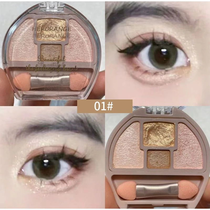 Four-color Eye Shadow Powder Palette Shimmering Glitter Natural Eyelid Silkworm Contour Shadow Natural Tone Pink Eyeliner Makeup