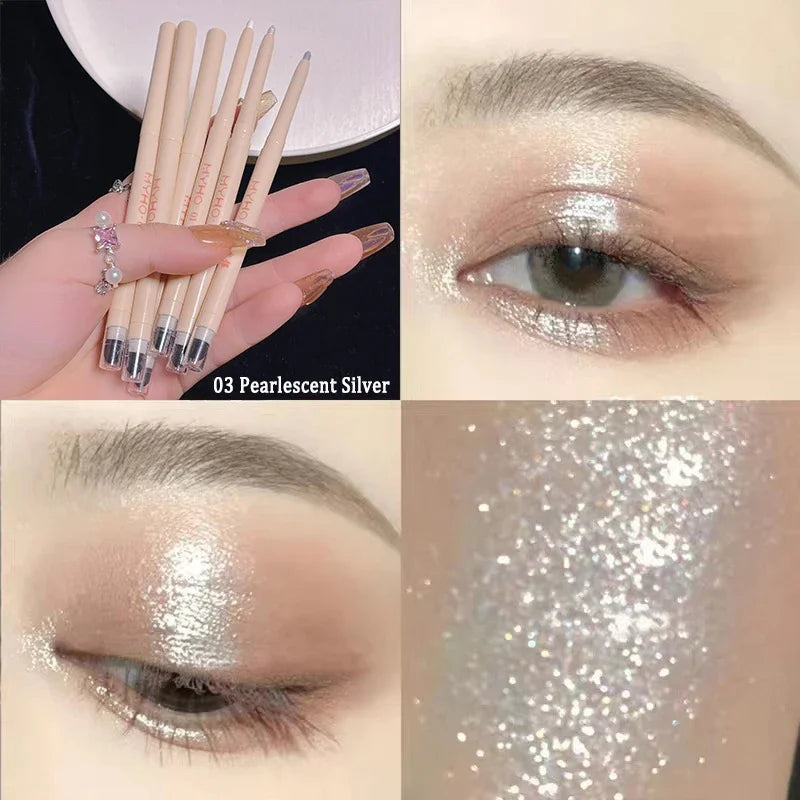 Matte Pearlescent White Eye Shadow Stick Smooth Eye Makeup Highlighter Shimmer Waterproof Pearly Silver Eyeliner Silkworm Pen