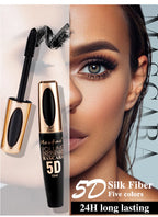 5D Mascara Waterproof Sweatproof Non Smudging Creates Dense Long Lashes With Silicone Brush Head For Base Laying