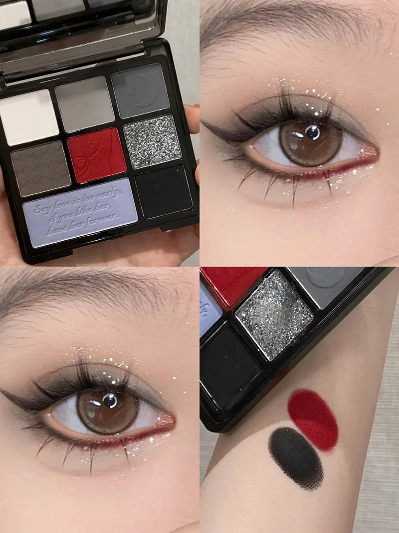 Cement Grey Black Eye Shadow Palette Makeup Eyes Glitter Contour Pigments Palette Pearly Shimmer Fashion Korean Shadow Makeup