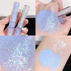 2 in 1 Blue Liquid Eye Shadow Matte Sequins Pearlescent Eye Makeup Lying Silkworm Brightening Droplet Tear Makeup Beauty Tools