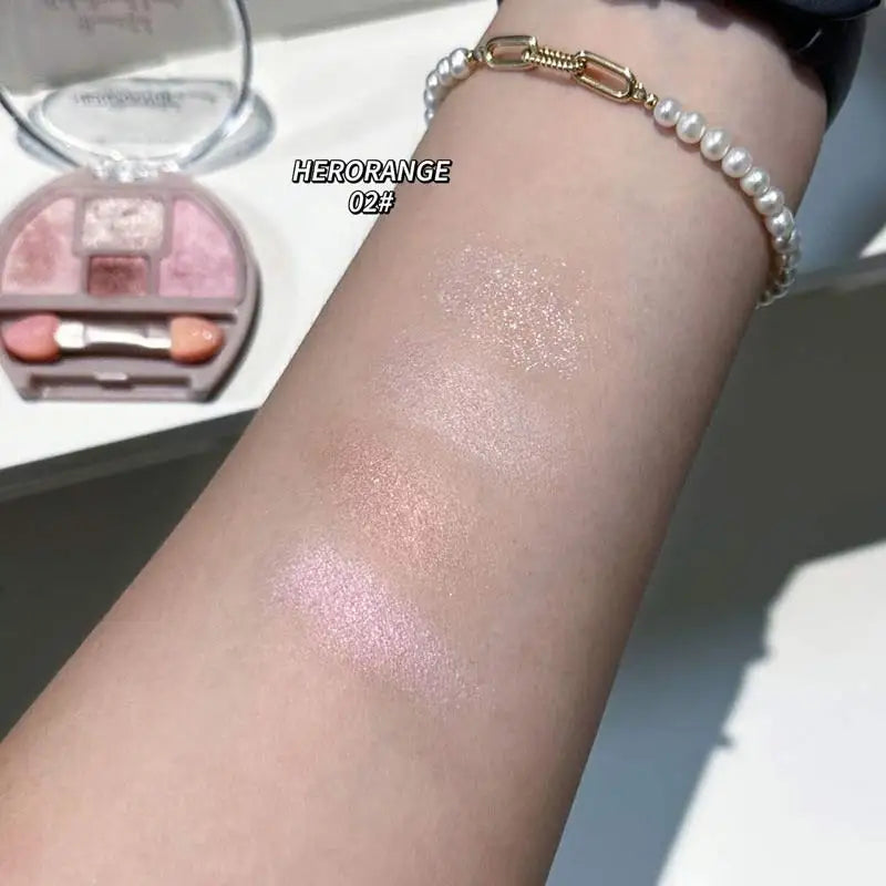 Four-color Eye Shadow Powder Palette Shimmering Glitter Natural Eyelid Silkworm Contour Shadow Natural Tone Pink Eyeliner Makeup