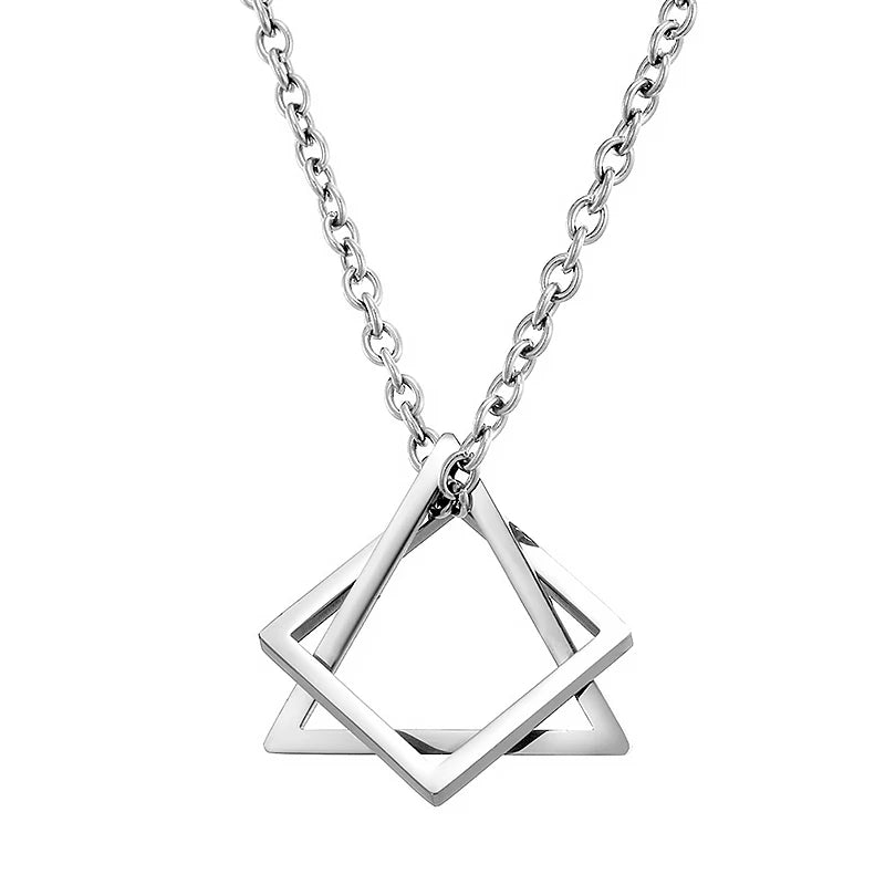 Mens Jewellery New Vintage Rectangle Pendant Necklace Men Width 3mm Stainless Steel Handmade Chain Necklace for Men Jewelry Gift