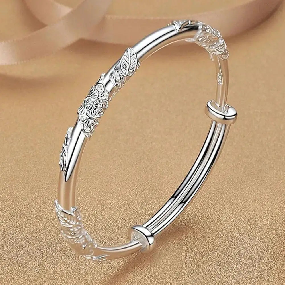 Luxury Shiny Full-blown Flowers Bracelet For Women Original Texture Adjustable Solid Bracelets Light Luxury Party Jewelry
