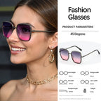 Luxury Square Large Frame Sunglasses for Women And Men Stylish Metal Decorated Light Daily Fashion Glasses