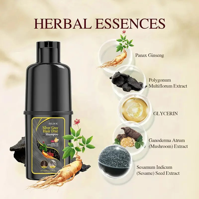 100ml Silvery Gray Hair Color Shampoo Gentle Herbal Moisturizing Cleansing & Nourishing Hair Care Oil Control Dye Shampoo