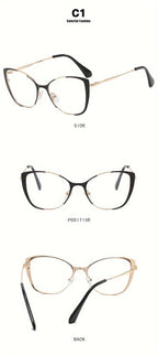 Cat Eye Color Block Frame Clear Lens Glasses Fashion Computer Glasses Optical Spectacles For Women