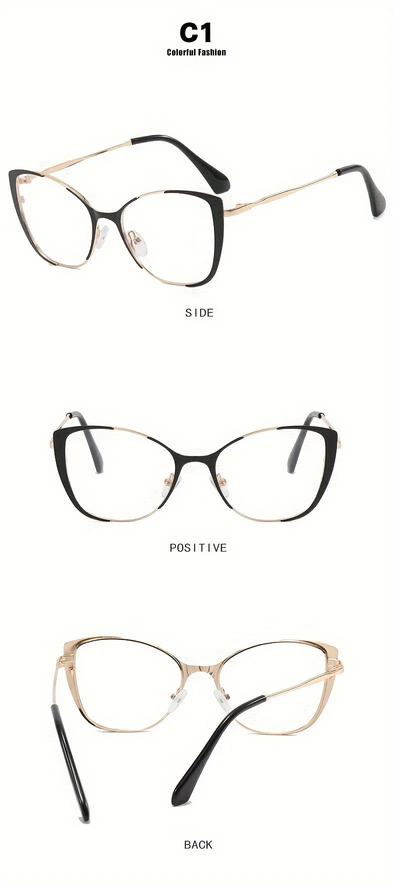 Cat Eye Color Block Frame Clear Lens Glasses Fashion Computer Glasses Optical Spectacles For Women
