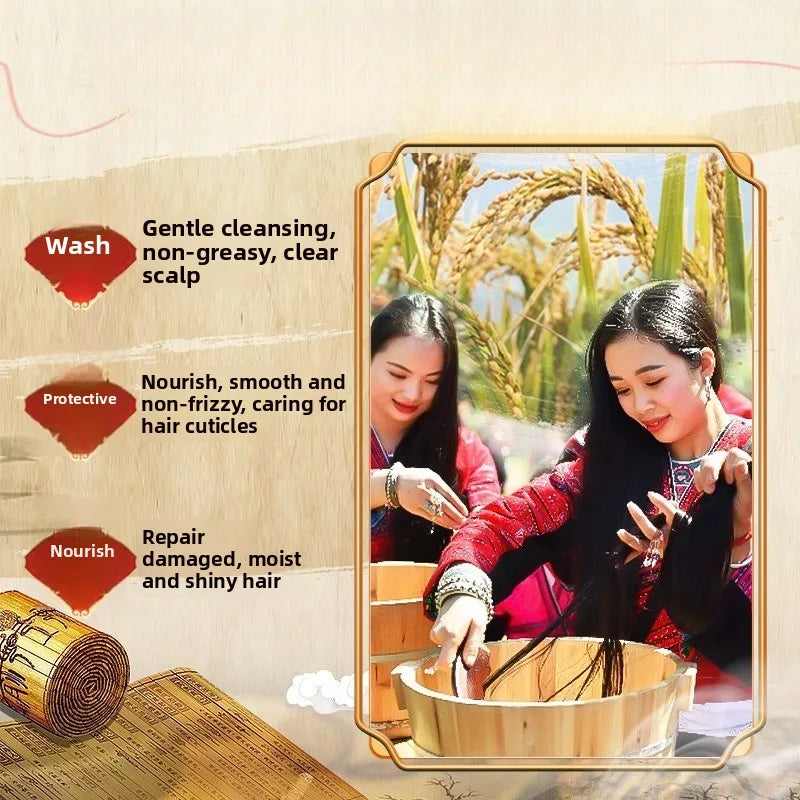 500ml Wash Rice Water Hair Shampoo Anti Dandruff Shampoo Professional Hair Care Clean Scalp and Improve Scalp Environment