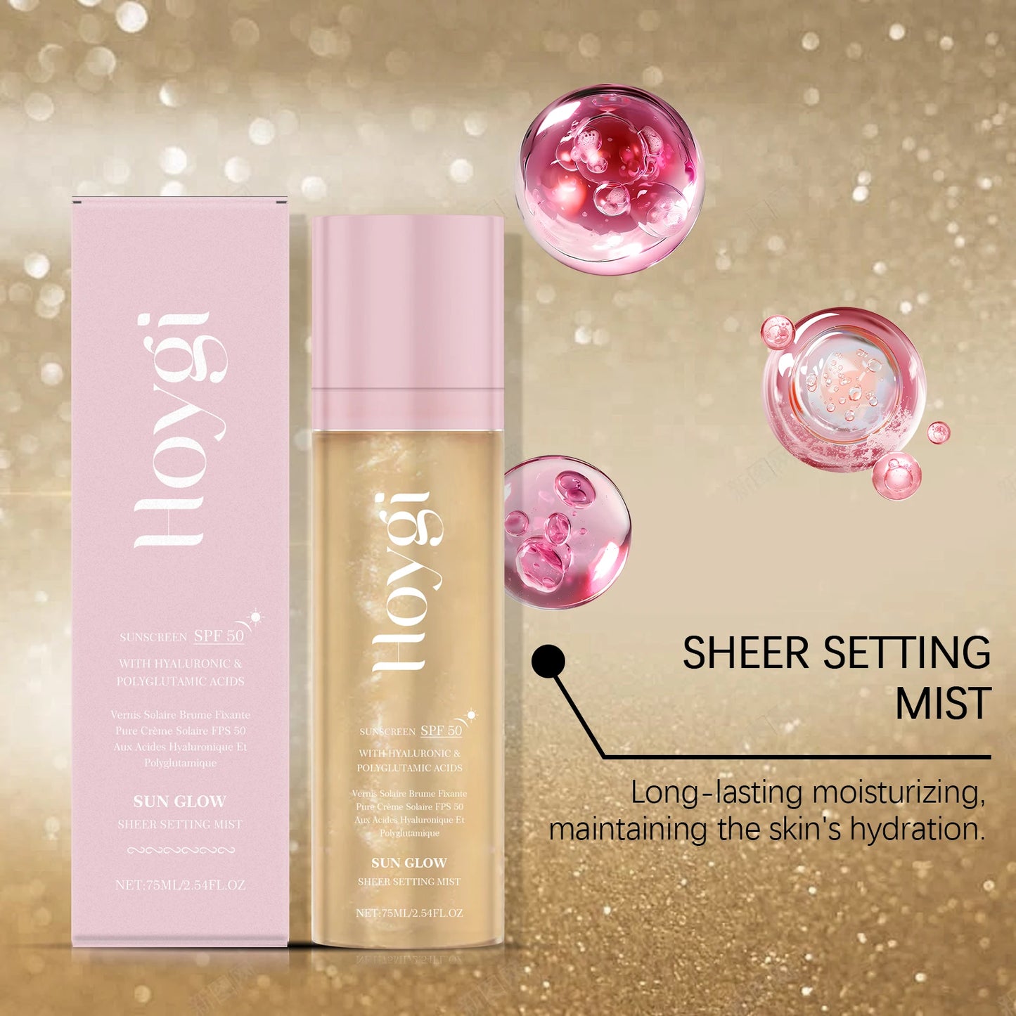 Hoygi Spf 50+ Setting Spray Oil Control Long Lasting Matte Natural Non Greasy Waterproof Fast Film Formation Fixer Makeup Spray