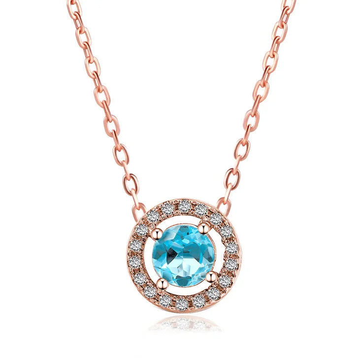 Wedding Round Pendant Necklaces For Women Engagement Female Jewelry Women's Choker Chain On The Neck Shiny Jewellry N095-M