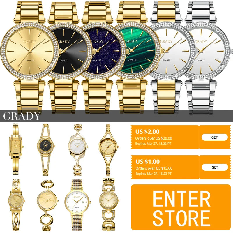 Luxury woman watch gold watch women luxe femme Gift for wife diamond watch quartz watches wristwatches for ladies