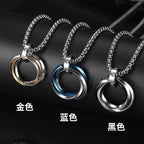 New Three Ring Ring Necklace for Men, Trendy Men, Personalized Ins, European and American Street Hip Hop Hoo
