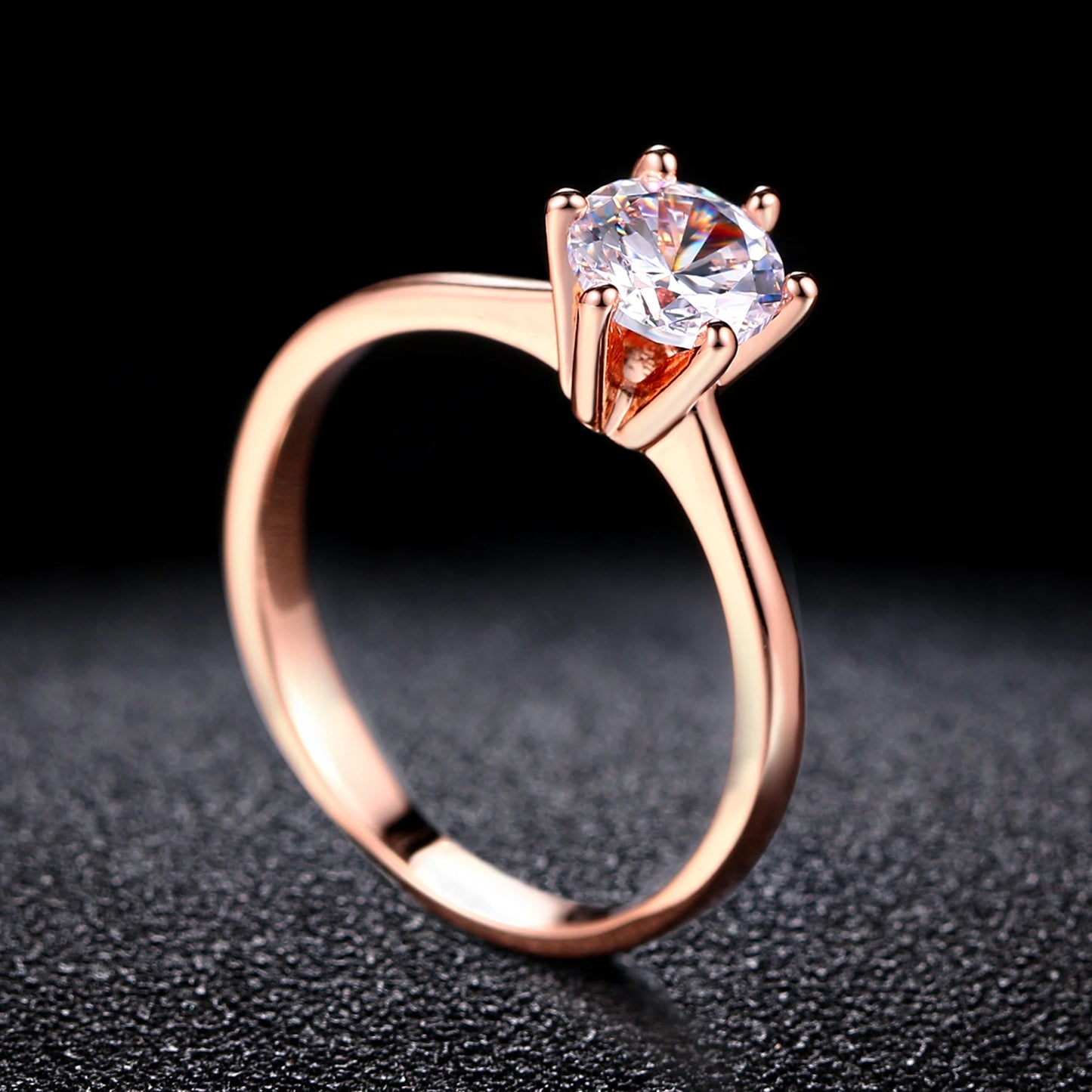 Wedding Engagement Rings For Women Female Jewellry Silver Color Ring 6 Clows Zirconia Ring With Stone Jewelry Wholesale R013