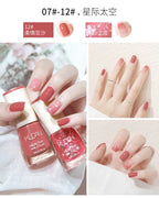 Nail Polish Without Baking Lamp White Fine Glitter Non-baking Non-peel Transparent Shiny Oil Base Coat Nude Nail Polish