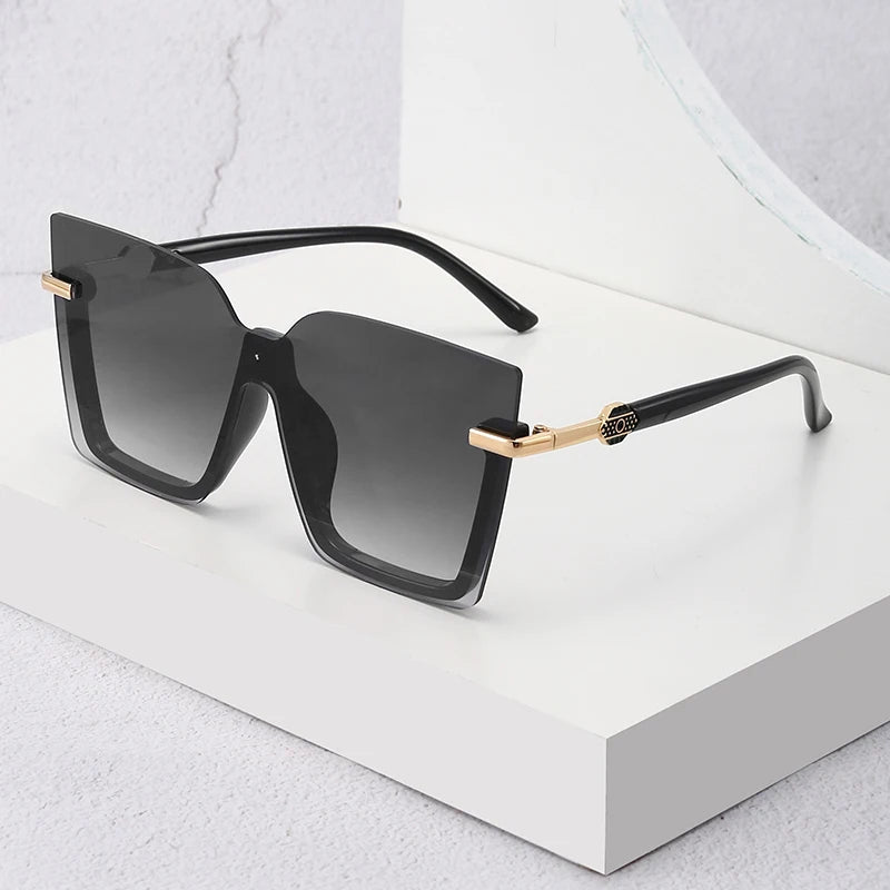 Women  Sun Glasses Streetwear Large Frame Eyewear GogglesHollow Out Square One-piece Sunglasses Women MenGlasses