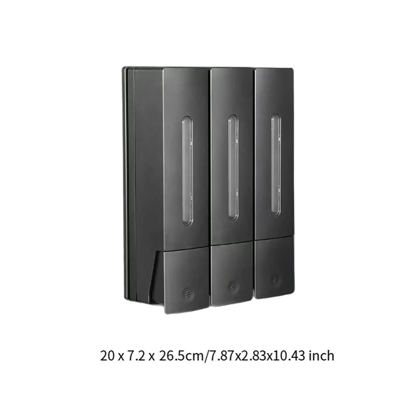 Three Chamber Wall-Mounted Dispenser for Shampoo and Conditioner in Bathrooms