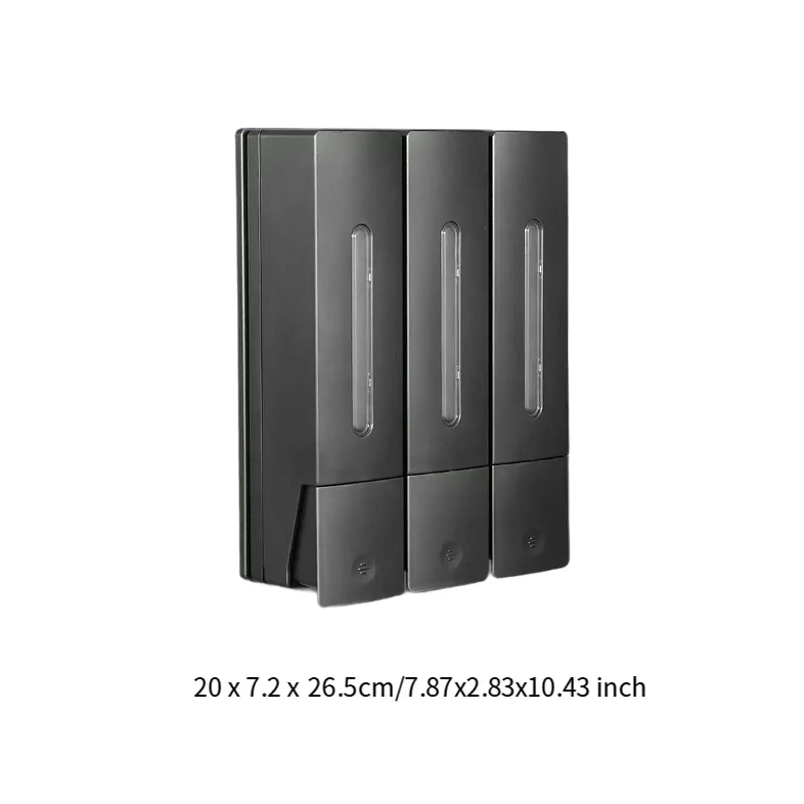 Three Chamber Wall-Mounted Dispenser for Shampoo and Conditioner in Bathrooms