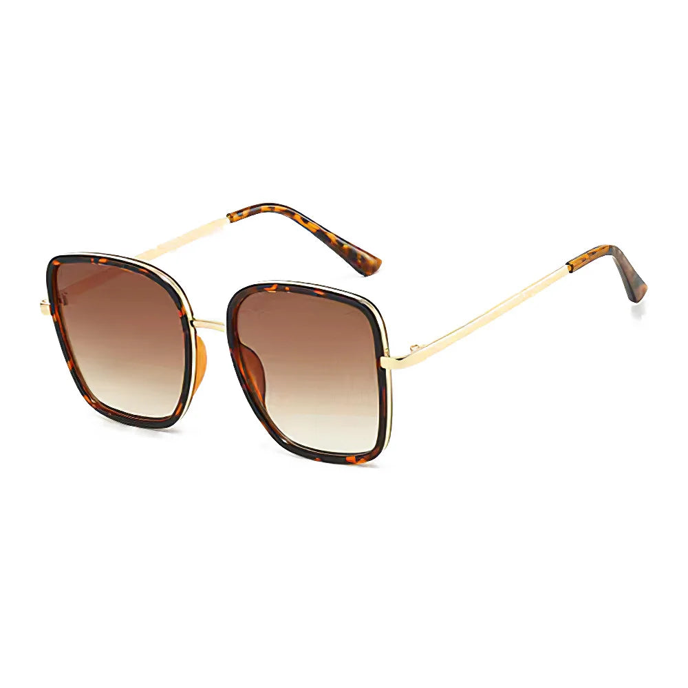 Luxury Square Large Frame Sunglasses for Women And Men Stylish Metal Decorated Light Daily Fashion Glasses