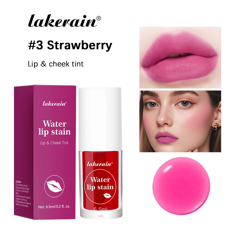 Fruity Water Lip Tin Lip Gloss Moisturizing Lip Glaze Long Lasting Lip Ink Face Lip Dual Purpose Liquid Lipstick Cosmetic Makeup