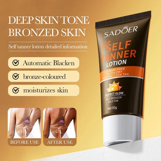 SADOER Body Self Tanners & Bronzer，Summer beach tanning cream darkening lotion，Facial Self Tanners & Bronzers lasting