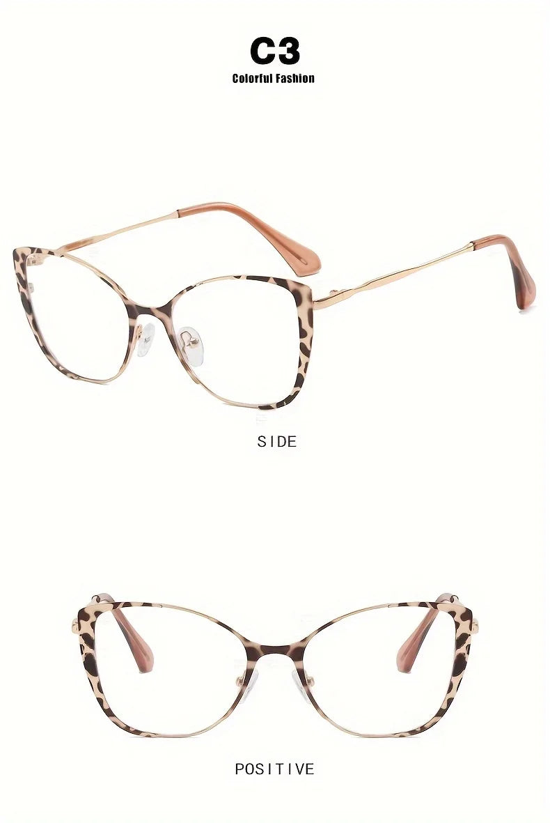 Cat Eye Color Block Frame Clear Lens Glasses Fashion Computer Glasses Optical Spectacles For Women