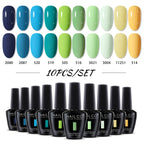 NAILCO 10PCS/Set Gel Nail Polish Gorgeous Full Coverage Semi Permanent Soak Off UV LED Gel Nail Art Base Top Coat Gel Polish Kit