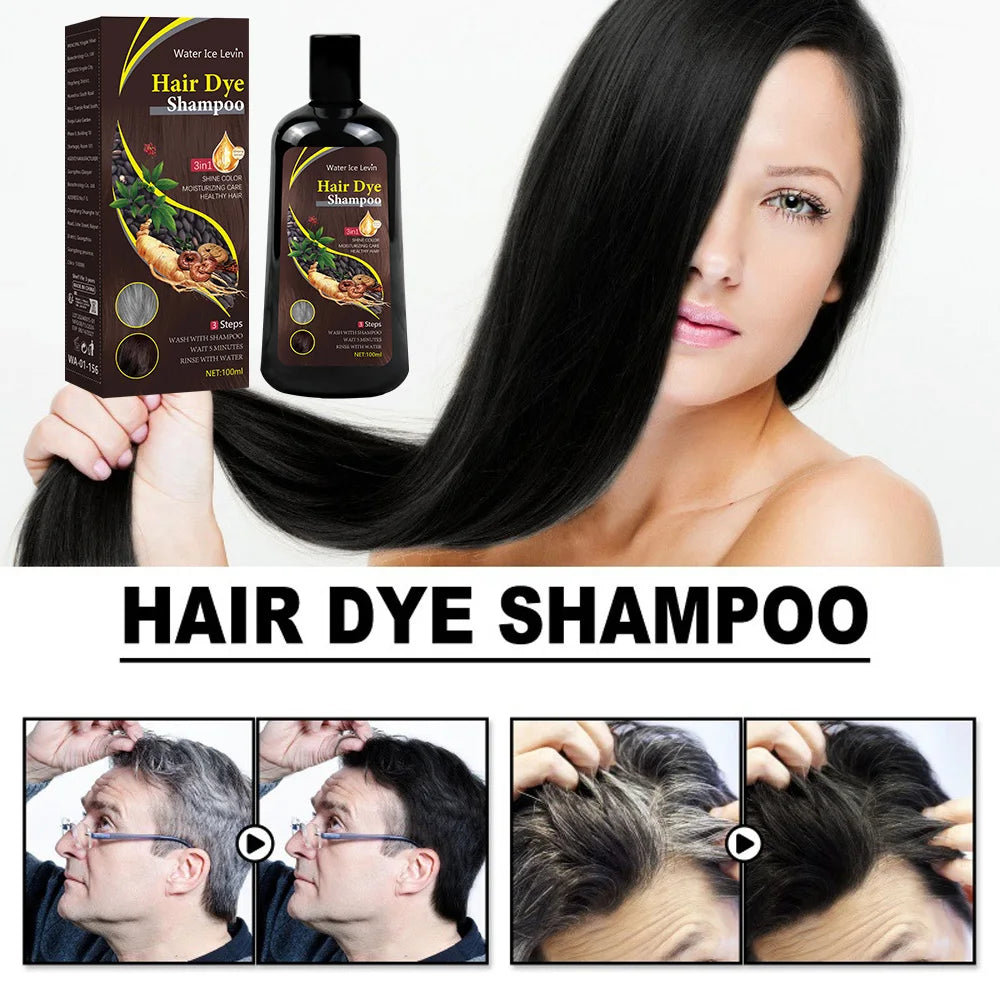 New Hair color shampoo 3 in 1 makes hair instantly from white to brown natural hair color protective sleeve for women 100ML