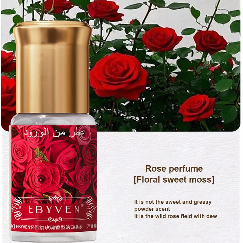 3ml Arabian Floral Perfume Natural Jasmine Rose Osmanthus Scent Eau De Toilette Unisex Fresh Longlasting Portable Roller Perfume
