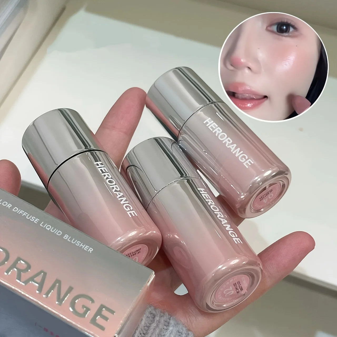 Liquid Blush Stick, with Sponge Tip, Suitable for Lips and Cheeks, Waterproof and Long-Lasting Color Correction