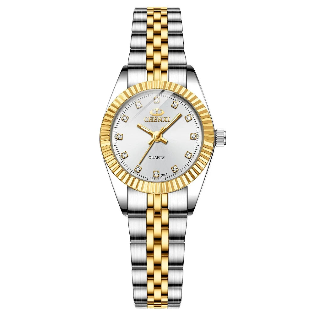 CHENXI Brand Top Luxury  Ladies Golden Watch for Women Clock Female Women's Dress Rhinestone Quartz Waterproof Wristwatches