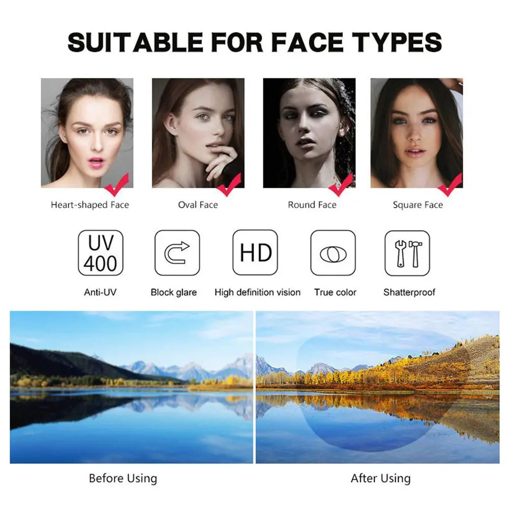 Fashion Women  Sunglases Round Sun Glasses New Metal Frame Eyewear Fishing Glasses UV400 Shades