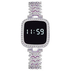 Luxury Rhinestone Digital Watch for Women Simple Touch Screen LED Watch Fashion Steel Strap Rose Gold Ladies Watch Reloj Mujer