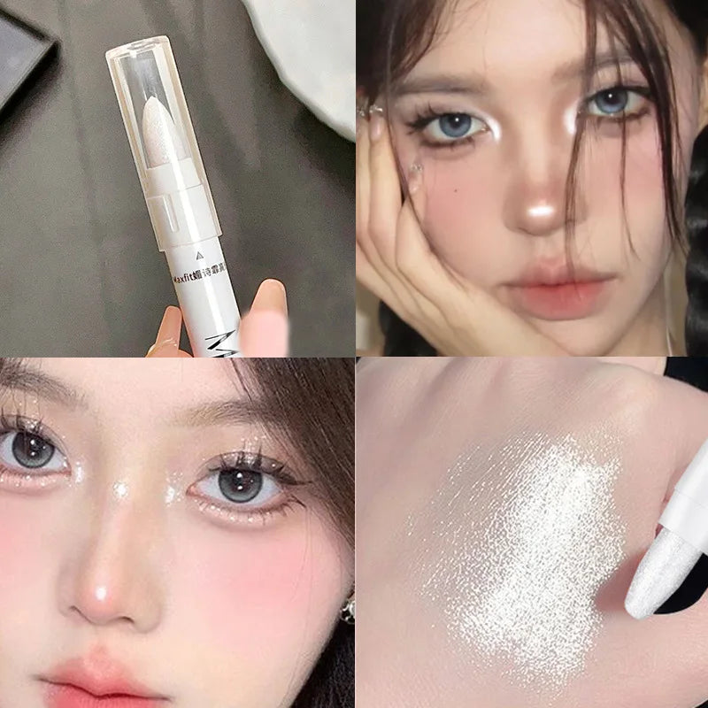 1pc Shimmering Highlight Stick, Glitter White Eyeshadow Pencil for Bright Eyes, Dazzling Effect Makeup Highlighter Pencil, Bronzer type