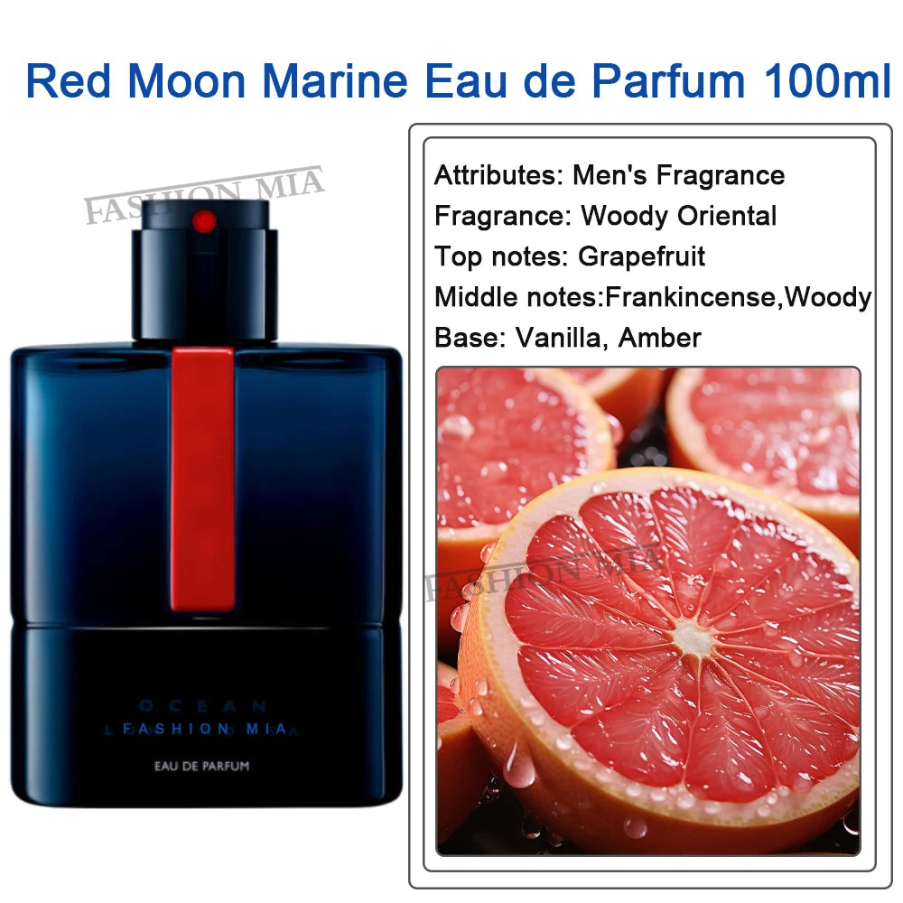 100ml Red Moon Marine Eau de Toilette Lasting Colognes Woody Men Perfume Attractive Women Glamour Dating Body Spray Perfume Gift