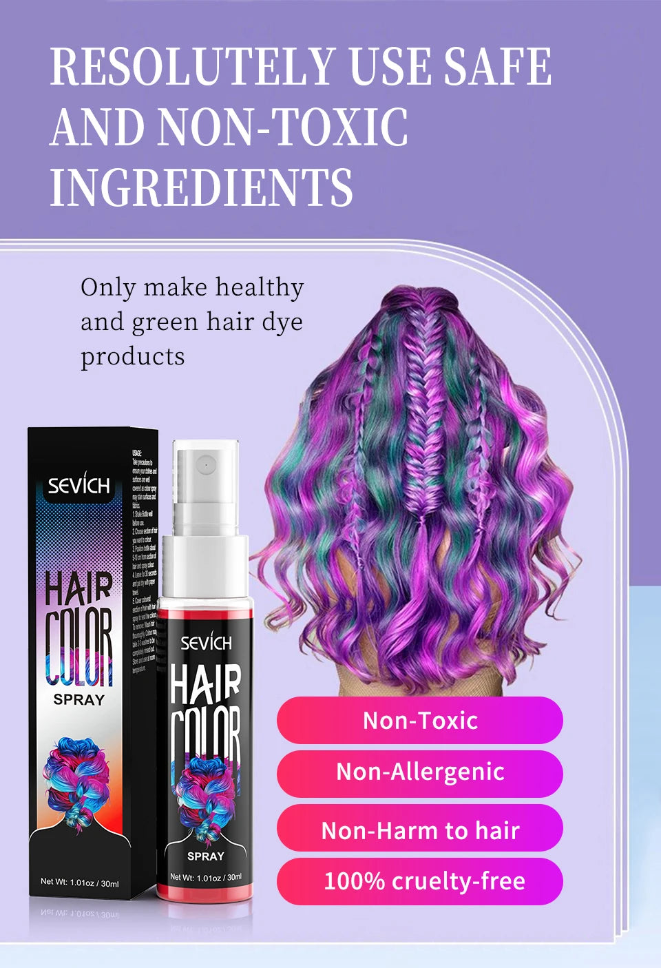 Hair Color Spray Hairs Dyed Hair Colour Styling Product Long Lasting Dye for Hair Beards Coloring Temporary Hair Colour Cream