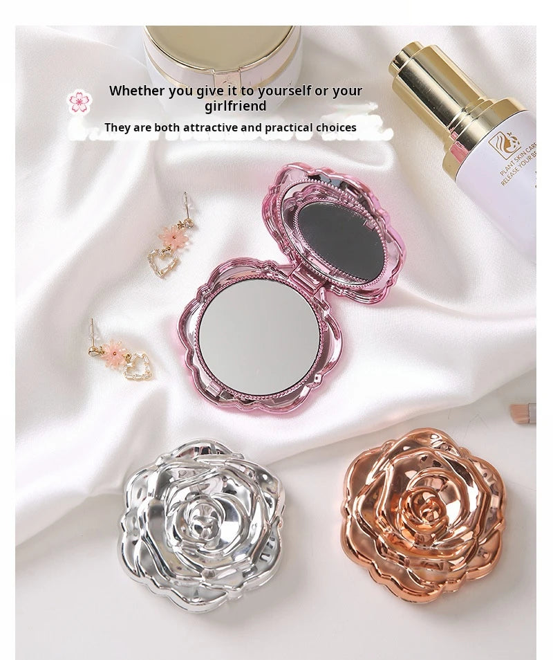 1PC Portable Mini Mirror Retro Rose Flower Small Pocket Makeup Mirror Double Sided Hand Mirrors Compact Cosmetic Beauty Tool